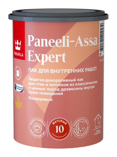 Лак для стен и потолков Tikkivala Paneeli-Assa Expert База EP бесцветный матовый 0.9 л