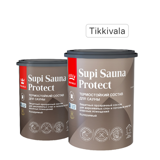 Защитный состав для стен в сауне Tikkivala Supi Sauna Protect База EP бесцветный полуматовый 0.9 л