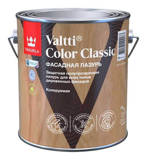 Лазурь содержащая масло Tikkivala Valtti Color Classic База EC бесцветная 2.7 л