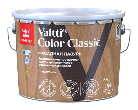 Лазурь содержащая масло Tikkivala Valtti Color Classic База EC бесцветная 9 л