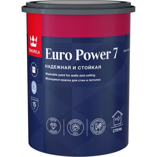 Моющаяся краска для стен и потолка Tikkurila EURO POWER 7
