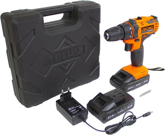 Дрель-шуруповерт аккумуляторная Спец Промо БДА-18-П, 18 В Li-ion 2x2 Ач