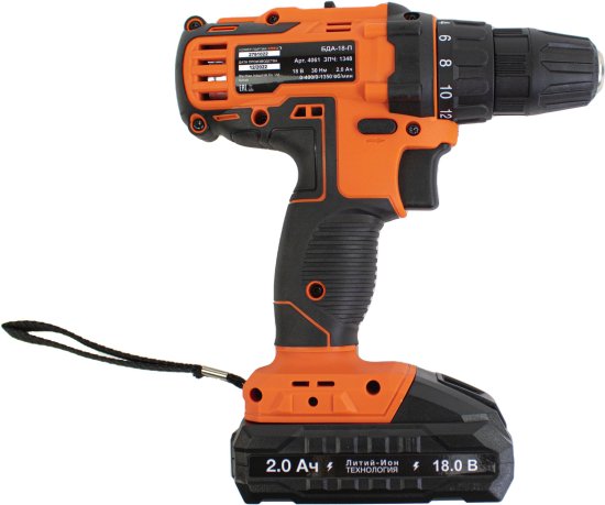 Дрель-шуруповерт аккумуляторная Спец Промо БДА-18-П, 18 В Li-ion 2x2 Ач