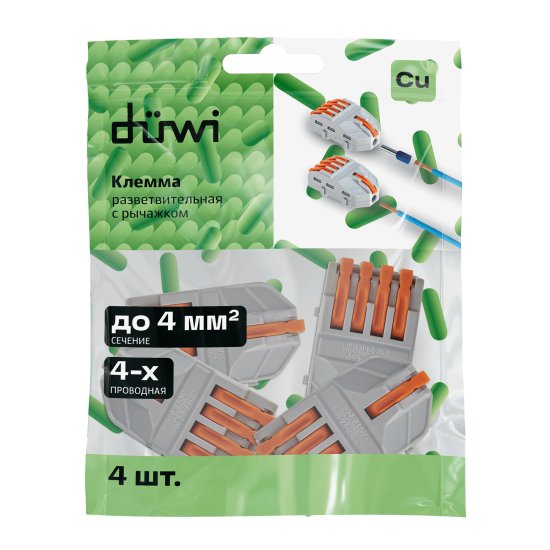 Клемма разветвительная Duwi 26666 5-проводная 4 мм 4 шт.