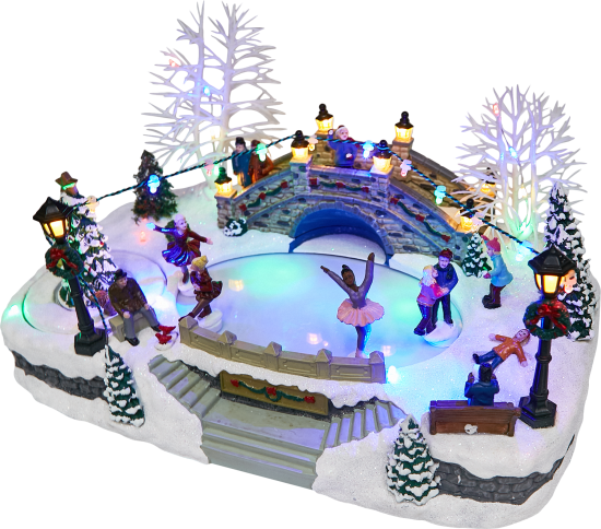 Композиция новогодняя светодиодная Каток в парке 35x23x19 см