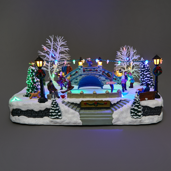 Композиция новогодняя светодиодная Каток в парке 35x23x19 см