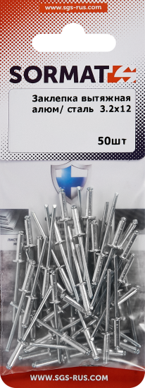Заклепка вытяжная Sormat 3.2x12 мм, 50 шт.