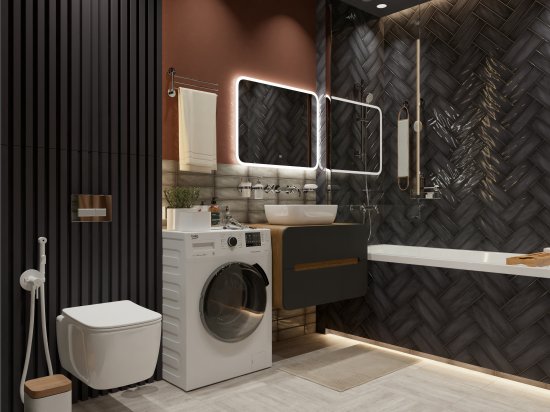 Плитка настенная Керамин Хейз 5 27.5x7.7 см 0.55 м² глянцевая цвет графит