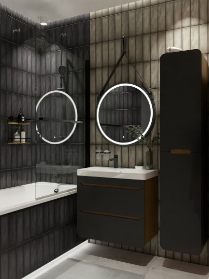 Плитка настенная Керамин Хейз 5 27.5x7.7 см 0.55 м² глянцевая цвет графит