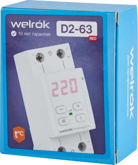 Реле напряжения Welrok D2-63 цвет красный