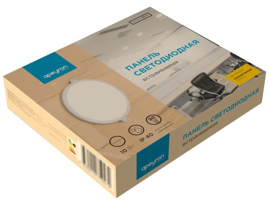 Светильник точечный светодиодный встраиваемый Apeyron 06-17 под отверстие 85 мм, 8 м², теплый белый свет, цвет белый