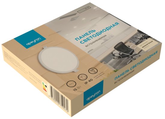 Светильник точечный LED встраиваемый Apeyron 06-20 отверстие 129мм 12 м² нейтральный белый свет цвет белый