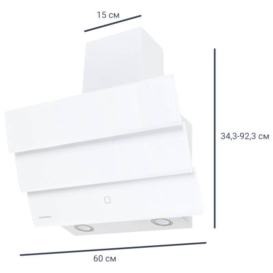 Вытяжка наклонная Maunfeld Cascada 60 Glass White 60 см цвет белый