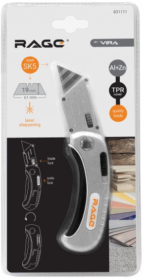 Нож строительный универсальный Rage 19 мм складной