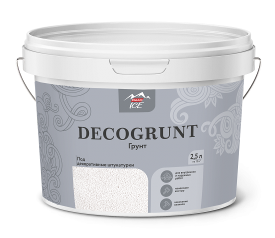 Грунтовка для сухих и влажных помещений под декоративные штукатурки Parade Decogrunt белая 2.5 л