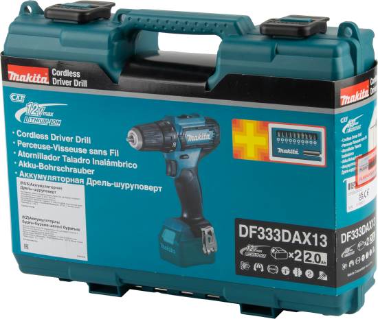 Дрель-шуруповерт аккумуляторная Makita DF333DAX13, 12 В Li-Ion 2x2 Ач