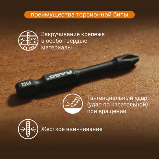Бита ударная магнитная Rage 554125 PH2x50 мм, 2 шт.