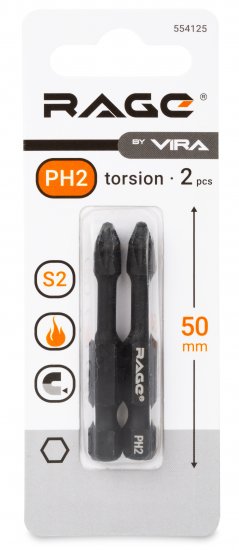 Бита ударная магнитная Rage 554125 PH2x50 мм, 2 шт.