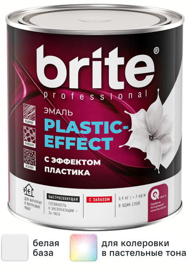 Эмаль Brite Plastic-Effect полуматовая цвет белый 0.9 кг