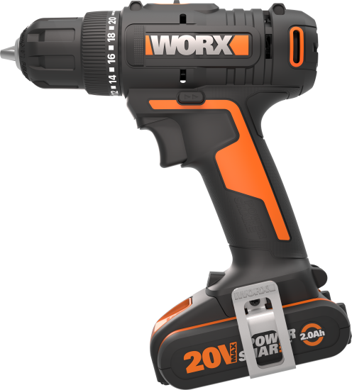 Дрель-шуруповерт аккумуляторная Worx WX100.3, 20 В Li-ion 2x2 Ач
