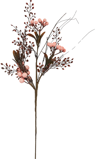 Новогоднее украшение Изделие декоративное Ветка 54x22 см цвет бежево-розовый