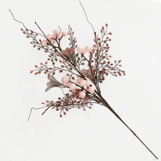 Новогоднее украшение Изделие декоративное Ветка 54x22 см цвет бежево-розовый