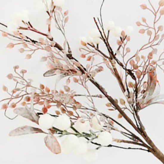 Новогоднее украшение Изделие декоративное Ветка 54x22 см цвет розово-бежевый