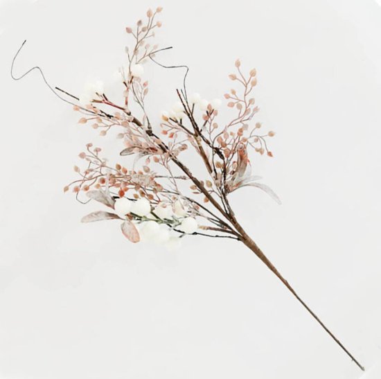 Новогоднее украшение Изделие декоративное Ветка 54x22 см цвет розово-бежевый