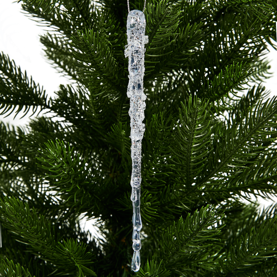 Новогоднее украшение Сосулька 18x1.5 см цвет прозрачный