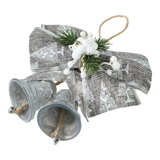 Новогоднее украшение Колокольчики 15x13 см цвет серебро
