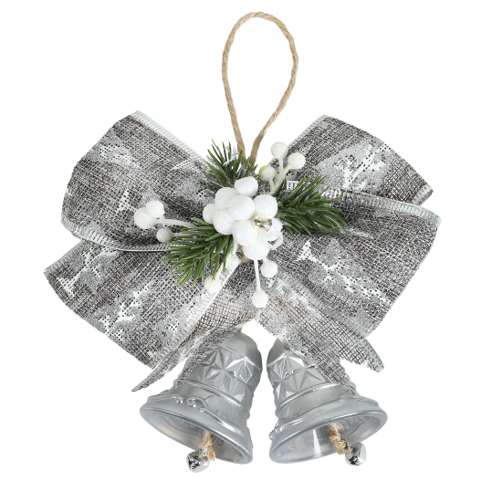 Новогоднее украшение Колокольчики 15x13 см цвет серебро