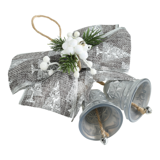 Новогоднее украшение Колокольчики 15x13 см цвет серебро