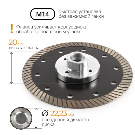 Диск алмазный по бетону Rage 603125 турбо 125x22.2/M14x2 мм