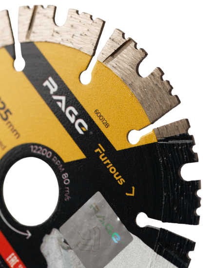 Диск алмазный по бетону и кирпичу Rage Furious 600128 турбо-сегментный 125x22.2x2.2 мм