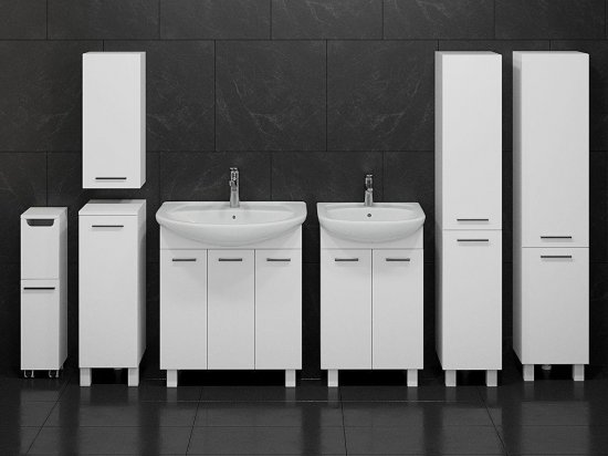 Шкаф для ванной Мини Ш-НП-Т-М-2б напольный 83.5x20 см цвет белый