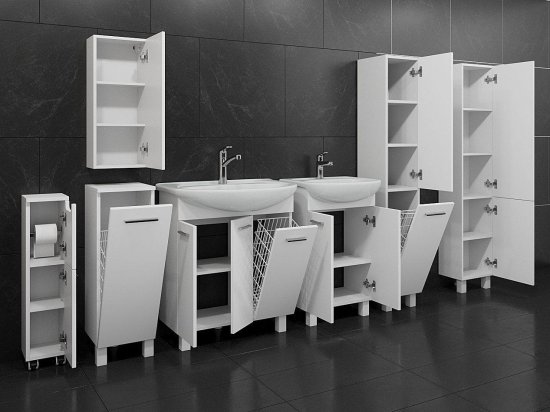 Шкаф для ванной Мини Ш-НП-Т-М-2б напольный 83.5x20 см цвет белый