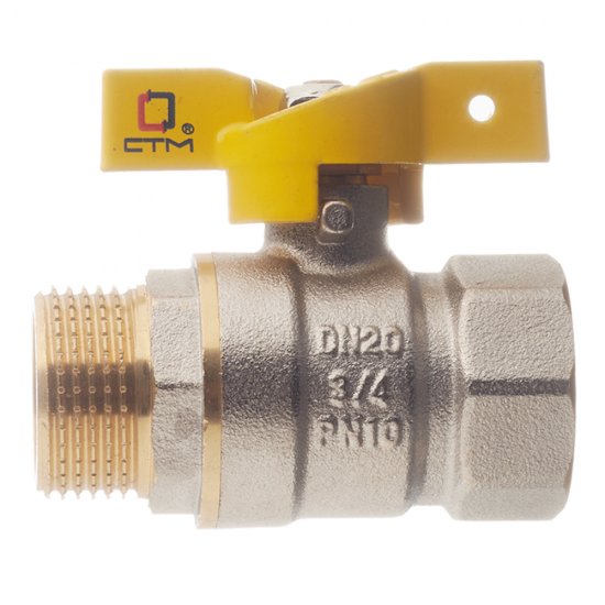 Кран шаровой газовый СТМ 3/4 ВР(г) х 3/4 НР(ш) бабочка