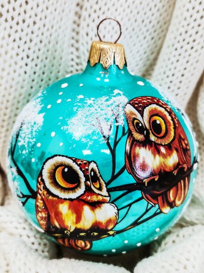 Шар Лесные совята 6 КУ-80-18416 8x9 см цвет разноцветный