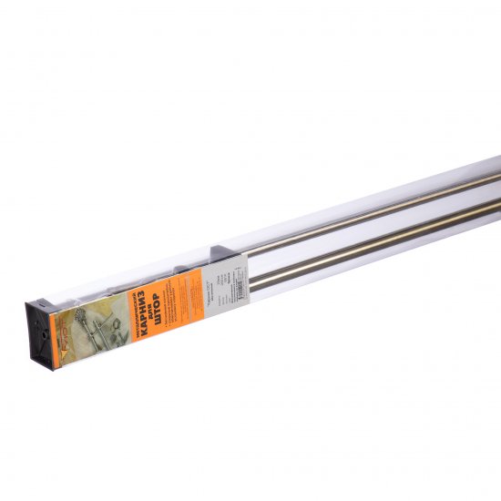 Карниз настенный металлический двухрядный круглый 200 см d20 мм бронза