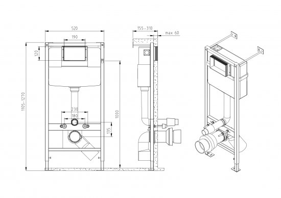 Инсталляция Cersanit Titan 50 для подвесного унитаза