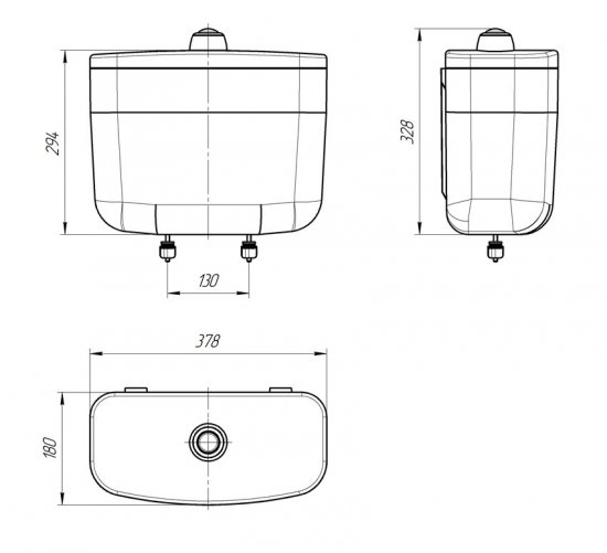 Бачок для унитаза Инкоэр Нижний кнопка хром подвод боковой
