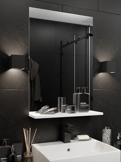 Зеркало для ванной ЛЦ Т-60 с полкой 60x74.6 см цвет белый