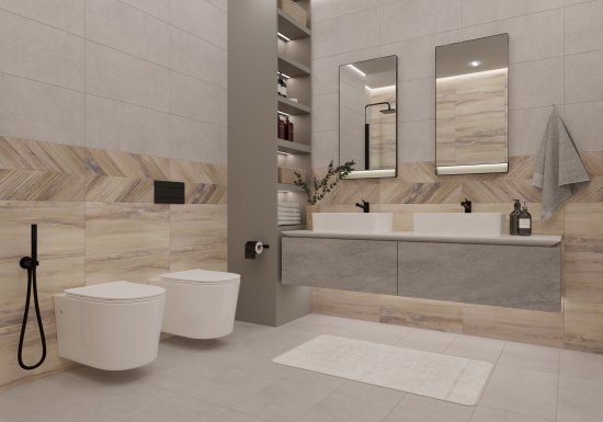 Плитка настенная Керамин Студио 60x30 см 1.98 м² матовая цвет бежево-серый дерево