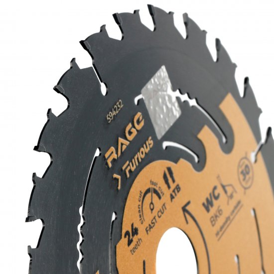 Диск пильный по дереву Rage Furious 24Т 190x30x1.65 мм, кольца 20/16