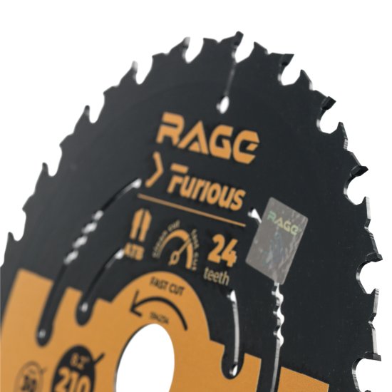 Диск пильный по дереву Rage Furious 24Т 210x30x2.4 мм, кольца 25.4/20/16