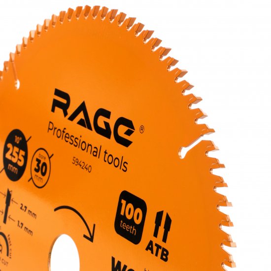 Диск пильный по дереву Rage 100Т 255x30x2.7 мм, кольца 25.4/20/16