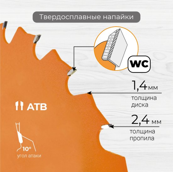 Диск пильный по дереву Rage 40Т 190x30x2.4 мм, кольца 20/16