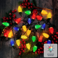 Электрогирлянда Белые шишки 5 м разноцветный свет