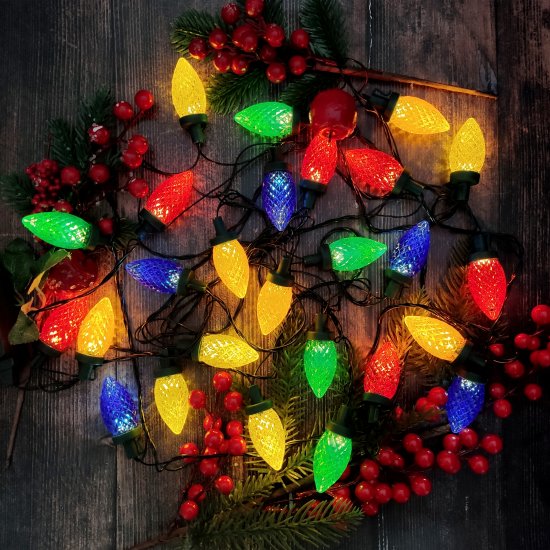 Электрогирлянда Белые шишки 5 м разноцветный свет
