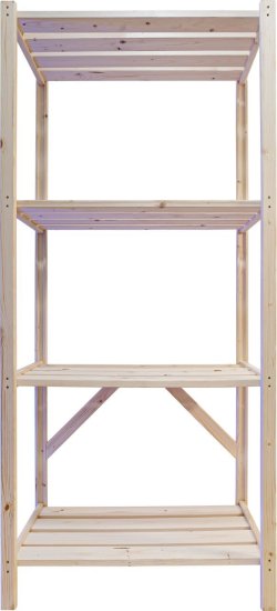 Стеллаж деревянный 4 полки 149.5x69x34 см цвет натуральный нагрузка на полку 35 кг